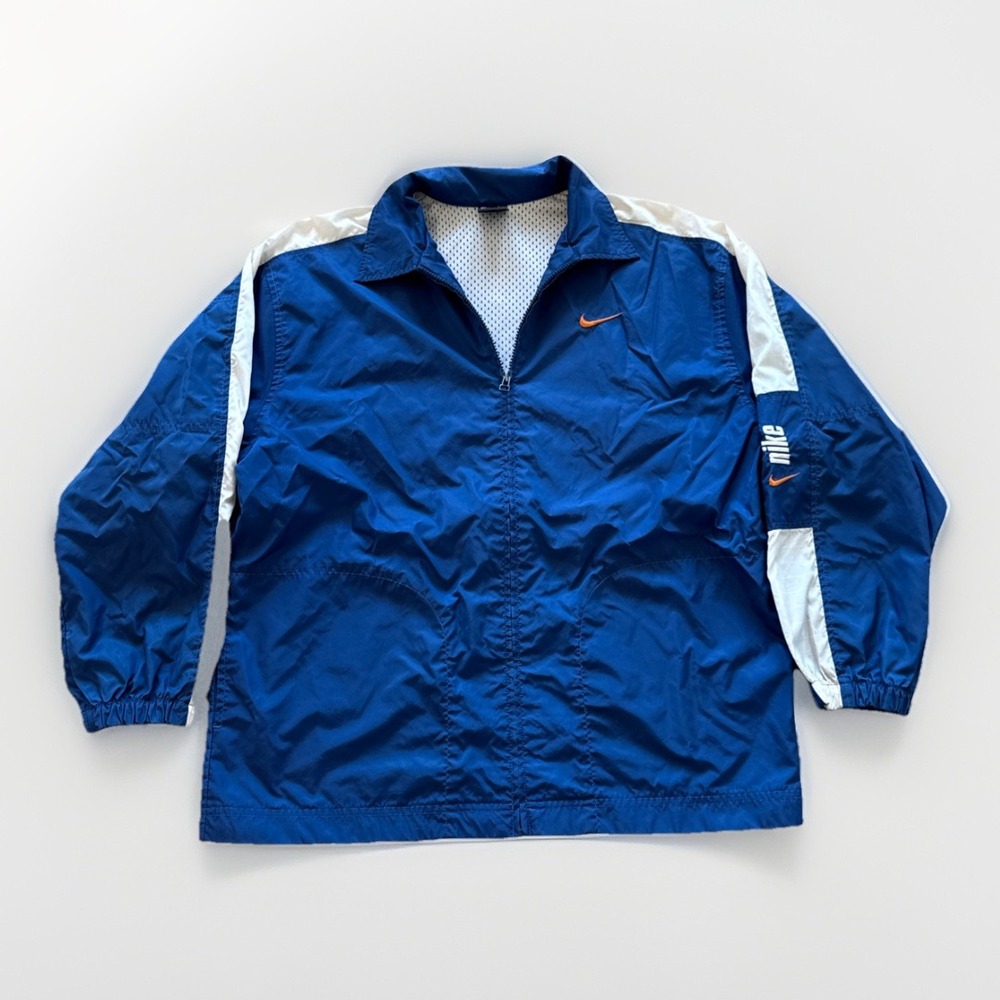 Vintage Nike Jacket Womens XL‎ Windbreaker 90s Blue Swoosh Logo